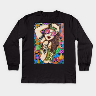 Hippie chick Kids Long Sleeve T-Shirt